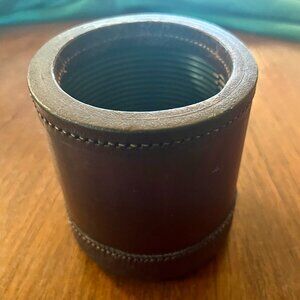 BROWN LEATHER RIBBED INTERIOR DICE CUP